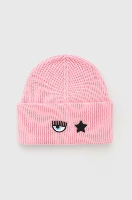 Вовняна шапка Chiara Ferragni колір рожевий вовна (3394008)
