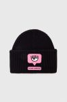 Вовняна шапка Chiara Ferragni колір чорний вовна (3394012) Вовняна шапка Chiara Ferragni колір чорний вовна (3394012)