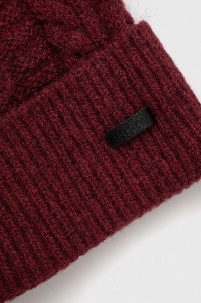 Шапка Pepe Jeans Tallis колір бордовий з товстого трикотажу фото 3