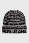 Шапка Pepe Jeans колір сірий з товстого трикотажу Шапка Pepe Jeans колір сірий з товстого трикотажу