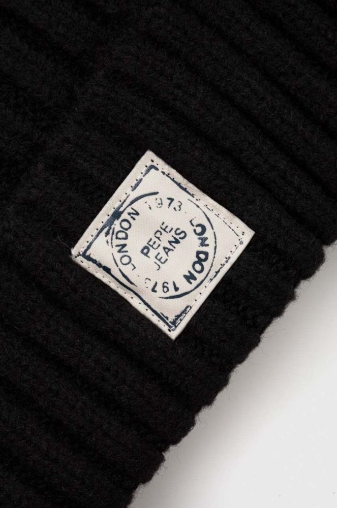 Шапка Pepe Jeans колір чорний з товстого трикотажу фото 3