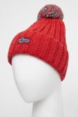 Шапка з домішкою вовни Napapijri колір червоний з товстого трикотажу
