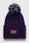 Шапка з домішкою вовни Napapijri колір фіолетовий з товстого трикотажу (3546386) Шапка з домішкою вовни Napapijri колір фіолетовий з товстого трикотажу (3546386)