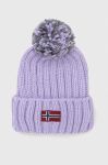 Шапка з домішкою вовни Napapijri колір фіолетовий з товстого трикотажу (3550196) Шапка з домішкою вовни Napapijri колір фіолетовий з товстого трикотажу (3550196)
