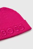 Вовняна шапка BOSS колір рожевий вовна
