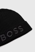 Вовняна шапка BOSS колір чорний вовна (3597566)