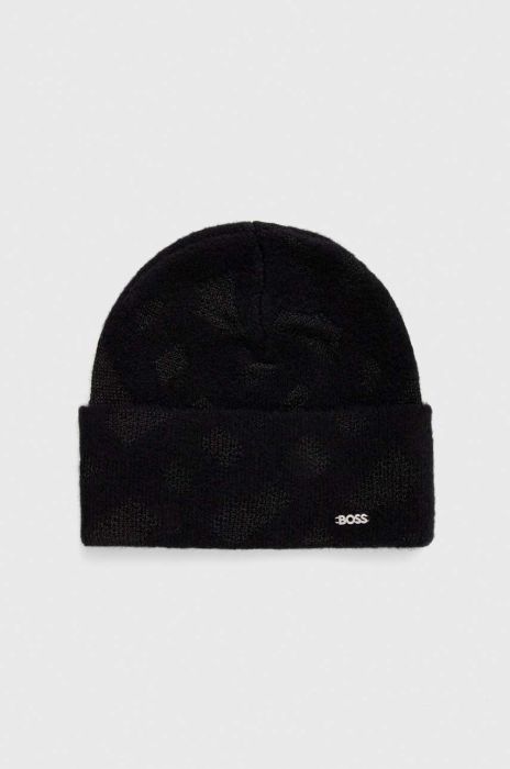 Шапка з домішкою вовни BOSS колір чорний (3653525)