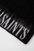 Вовняна шапка AllSaints колір чорний з товстого трикотажу вовна