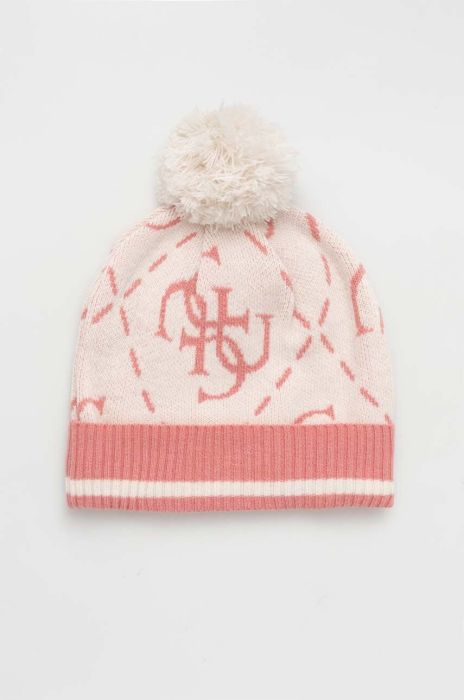 Шапка з домішкою вовни Guess колір рожевий (3489287)