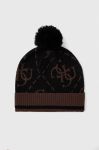 Шапка з домішкою вовни Guess колір коричневий (3489289) Шапка з домішкою вовни Guess колір коричневий (3489289)