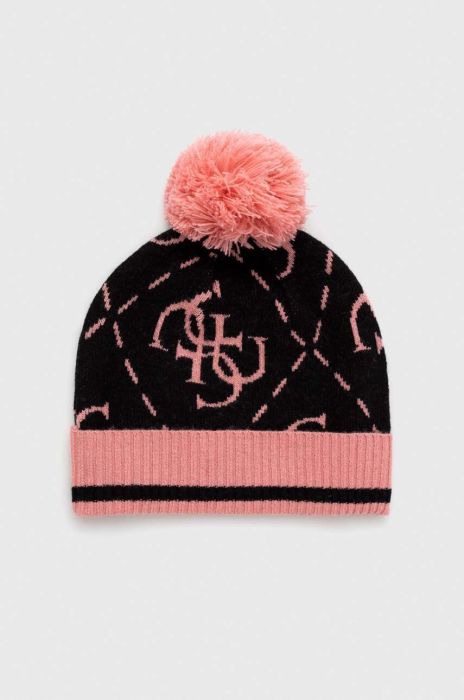 Шапка з домішкою вовни Guess колір чорний (3489286)