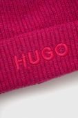 Шапка з домішкою вовни HUGO колір рожевий