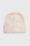 Шапка з домішкою вовни HUGO колір бежевий (3559536) Шапка з домішкою вовни HUGO колір бежевий (3559536)