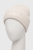 Шапка з домішкою вовни HUGO колір бежевий (3559536)