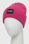 Шапка HUGO колір рожевий з тонкого трикотажу Шапка HUGO колір рожевий з тонкого трикотажу