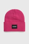 Шапка HUGO колір рожевий з тонкого трикотажу