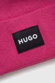 Шапка HUGO колір рожевий з тонкого трикотажу