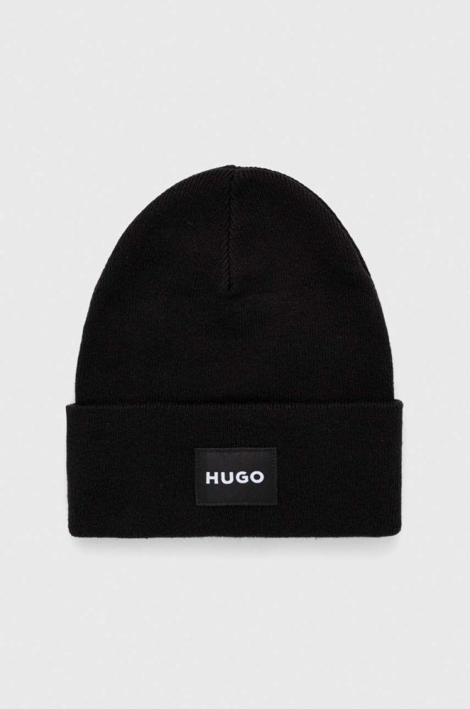 Шапка HUGO колір чорний з тонкого трикотажу (3559539)
