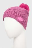 Шапка з домішкою вовни Guess колір рожевий з тонкого трикотажу Шапка з домішкою вовни Guess колір рожевий з тонкого трикотажу