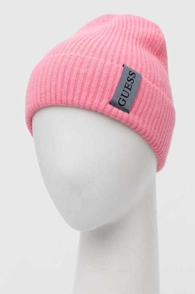 Шапка з домішкою вовни Guess колір рожевий (3621458) фото 3