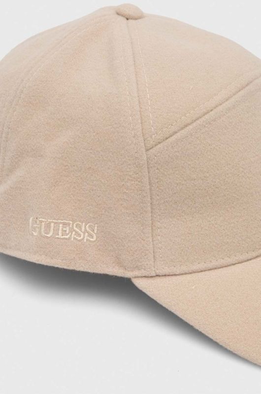 Кепка Guess колір бежевий однотонна фото 2