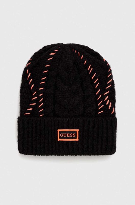 Шапка Guess колір чорний з тонкого трикотажу (3519814)