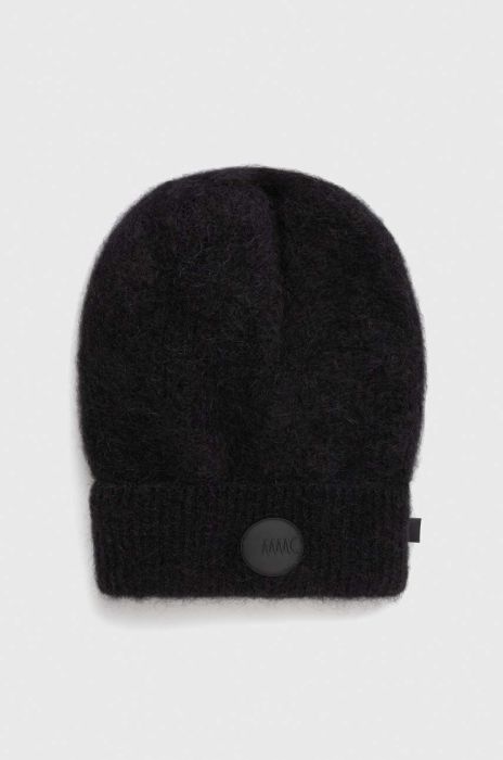 Вовняна шапка MMC STUDIO колір чорний з товстого трикотажу вовна Вовняна шапка MMC STUDIO колір чорний з товстого трикотажу вовна