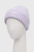 Шапка з домішкою вовни Superdry колір фіолетовий з товстого трикотажу
