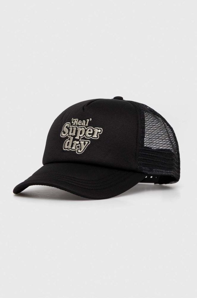 Кепка Superdry колір чорний з аплікацією (3557734)