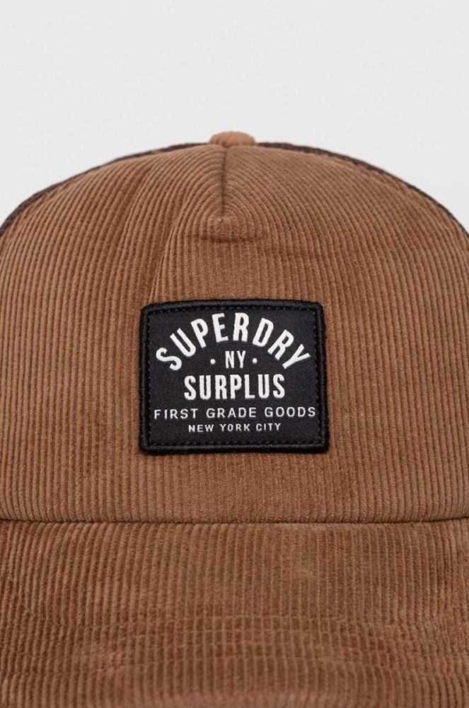 Кепка Superdry колір коричневий з аплікацією фото 2