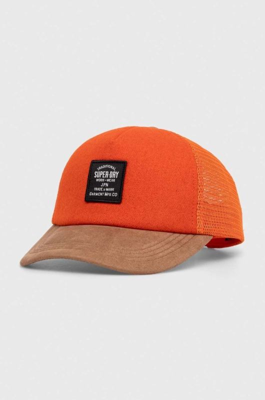 Кепка Superdry колір помаранчевий з аплікацією (3485670)