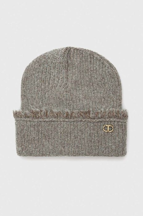 Шапка з домішкою вовни Twinset колір зелений