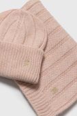 Шапка та шарф з домішкою вовни Tommy Hilfiger колір рожевий