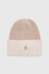Шапка з домішкою вовни Tommy Hilfiger колір бежевий з товстого трикотажу (3605448) Шапка з домішкою вовни Tommy Hilfiger колір бежевий з товстого трикотажу (3605448)