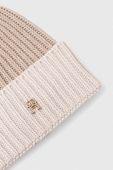 Шапка з домішкою вовни Tommy Hilfiger колір бежевий з товстого трикотажу (3605448)