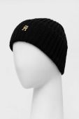Шапка з домішкою вовни Tommy Hilfiger колір чорний з товстого трикотажу