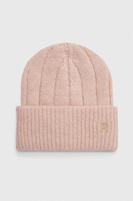 Шапка з домішкою вовни Tommy Hilfiger колір рожевий (3519822)