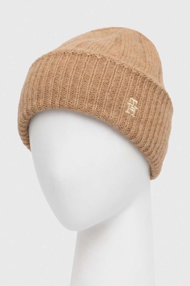 Шапка з домішкою вовни Tommy Hilfiger колір коричневий (3519825) фото 2