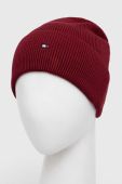Шапка з домішкою кашеміру Tommy Hilfiger колір бордовий з тонкого трикотажу