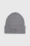 Шапка з домішкою кашеміру Tommy Hilfiger колір сірий з тонкого трикотажу Шапка з домішкою кашеміру Tommy Hilfiger колір сірий з тонкого трикотажу