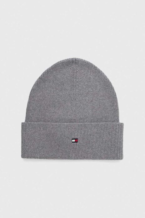 Шапка з домішкою кашеміру Tommy Hilfiger колір сірий з тонкого трикотажу