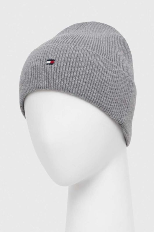 Шапка з домішкою кашеміру Tommy Hilfiger колір сірий з тонкого трикотажу фото 2