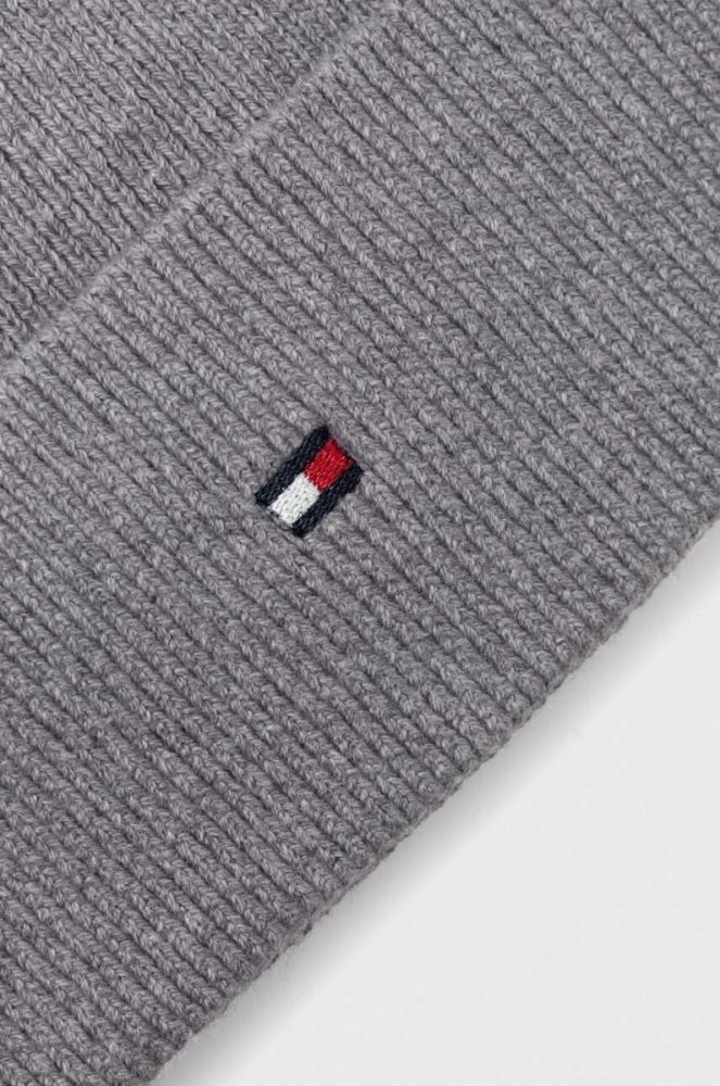Шапка з домішкою кашеміру Tommy Hilfiger колір сірий з тонкого трикотажу фото 3