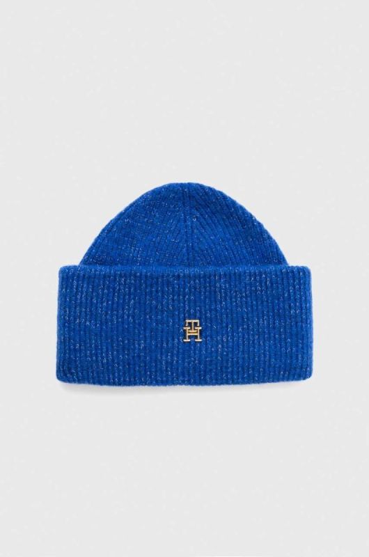 Шапка з домішкою вовни Tommy Hilfiger колір блакитний (3605456)