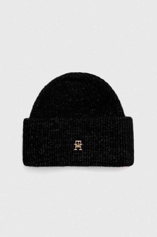 Шапка з домішкою вовни Tommy Hilfiger колір чорний (3605455)