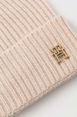 Кашемірова шапка Tommy Hilfiger колір бежевий з тонкого трикотажу вовна