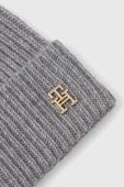 Кашемірова шапка Tommy Hilfiger колір сірий з тонкого трикотажу вовна