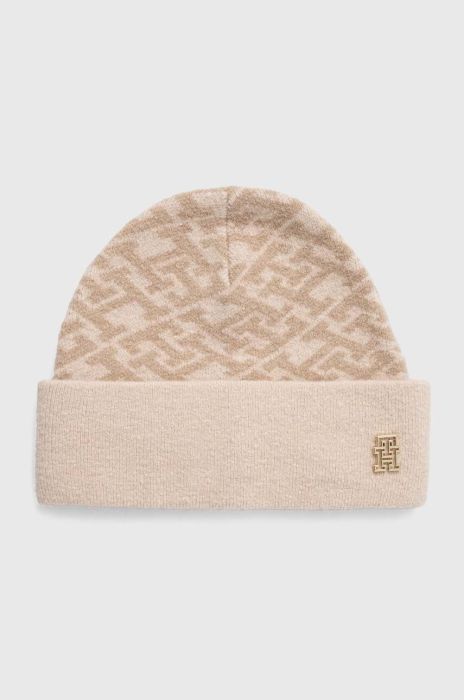Шапка з домішкою вовни Tommy Hilfiger колір бежевий (3415153)