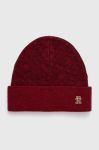Шапка з домішкою вовни Tommy Hilfiger колір бордовий (3415155) Шапка з домішкою вовни Tommy Hilfiger колір бордовий (3415155)