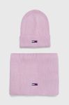 Шапка і шарф Tommy Jeans колір рожевий Шапка і шарф Tommy Jeans колір рожевий